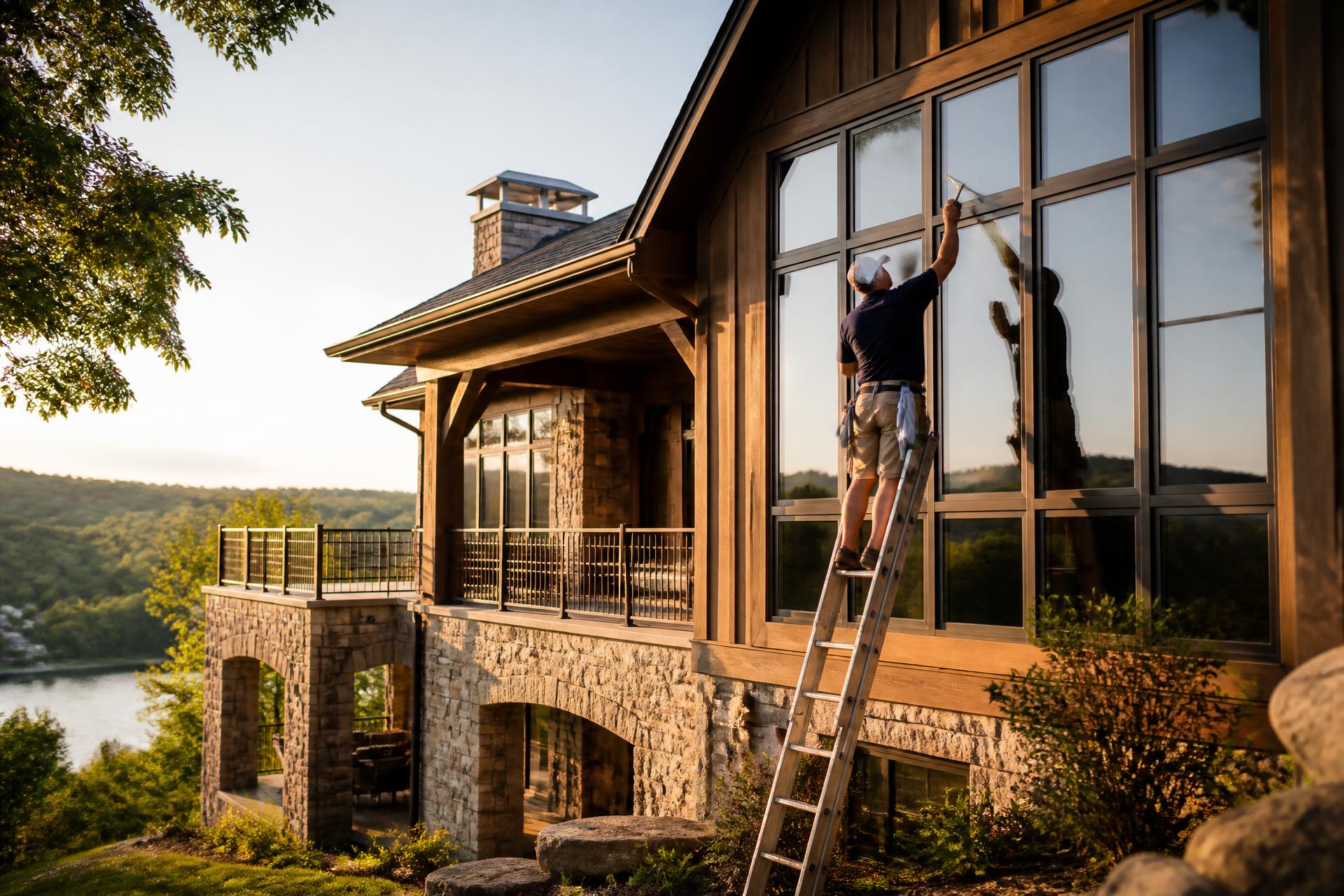 Sunlit home with spotless windows cleaned by Ozark Shine